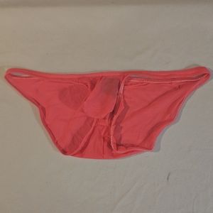 Melon Orange / Pink Muscleskins Men's Bikini Brief Swimsuit - Large